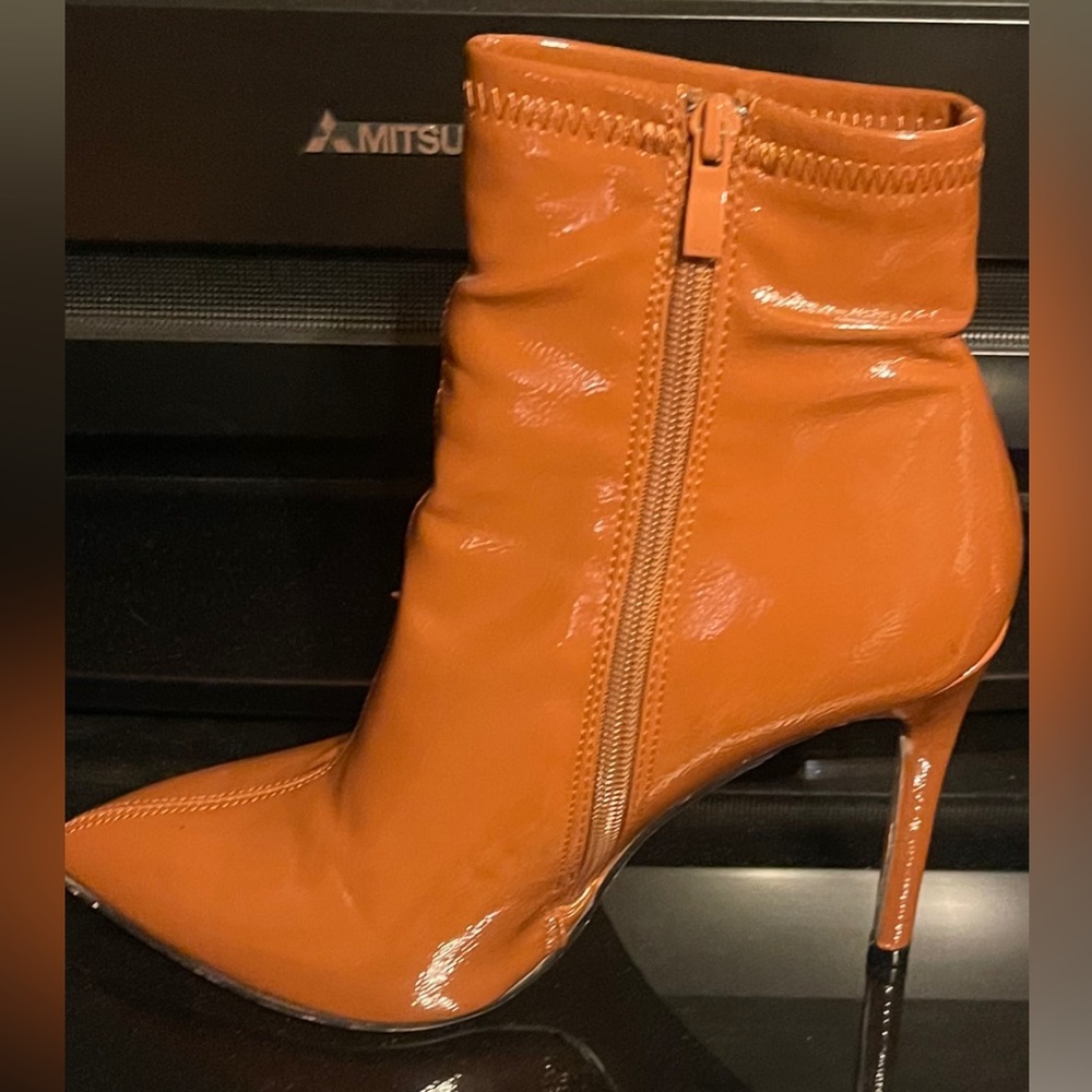 Brown faux leather booties